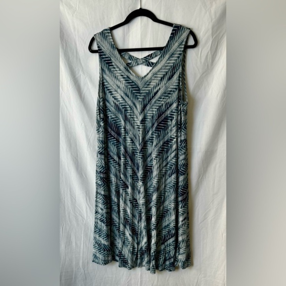 Style & Co. Blue and White Patterned Dress
